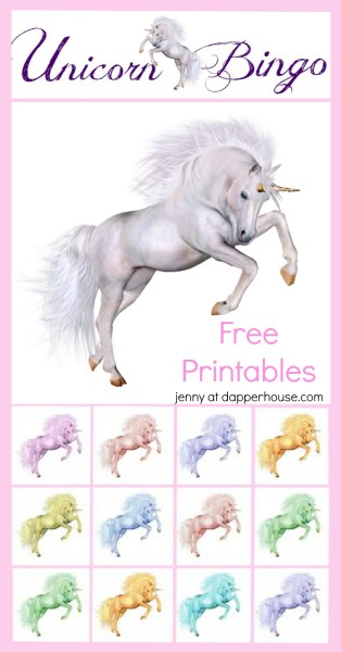 Unicorn Bingo Free Printables from jenny at dapperhouse