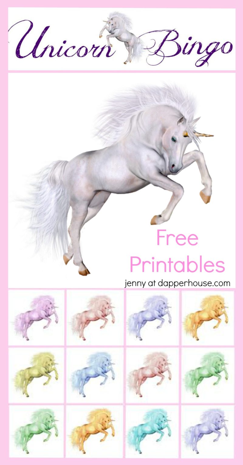 free printable unicorn party game bingo