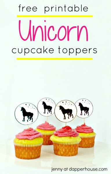 Unicorn Cupcake Topper and Party Printables - jenny at dapperhouse - FREE Printables