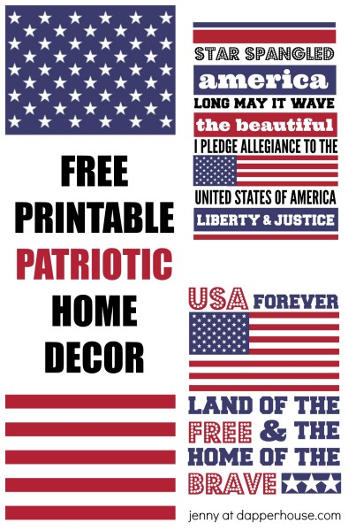 FREE PRINTABLES Patriotic USA Home Decor for 4th of July Decorations Art to Frame - jenny at dapperhouse