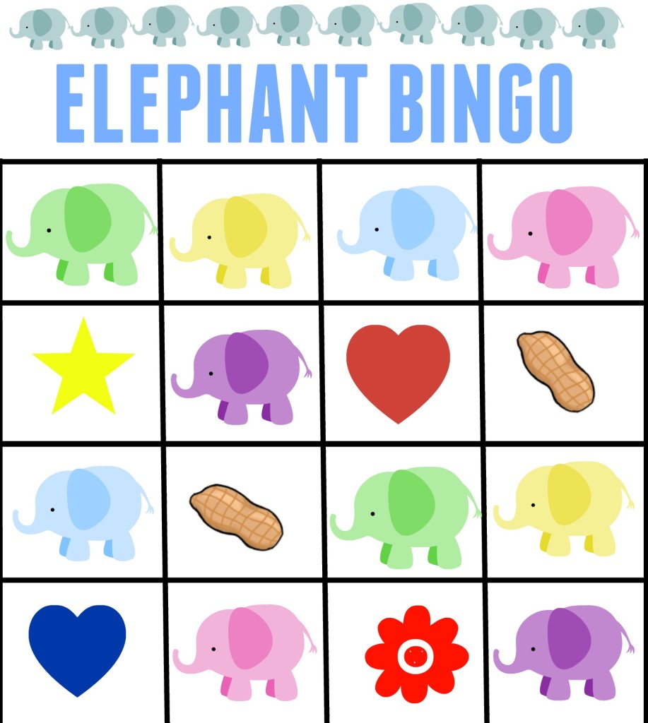 Elephant Bingo Card 1