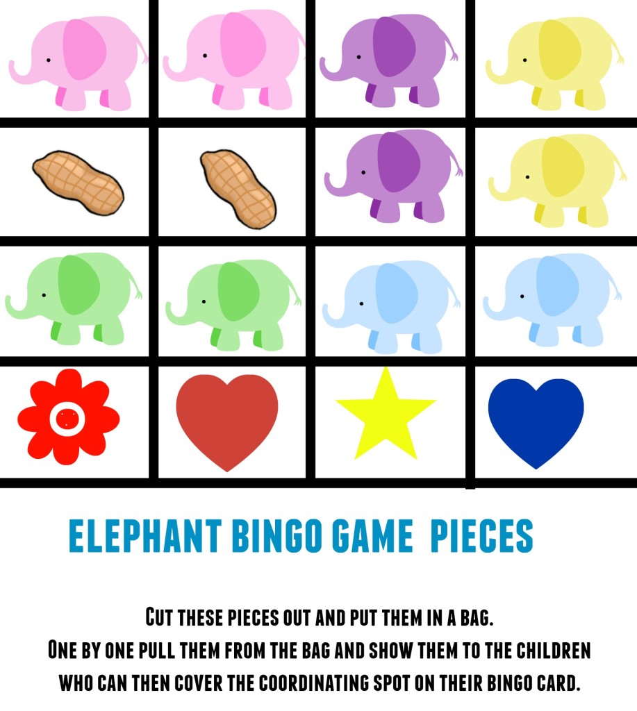 Elephant Bingo Game Pieces