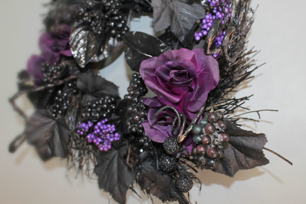 close up purple wreath