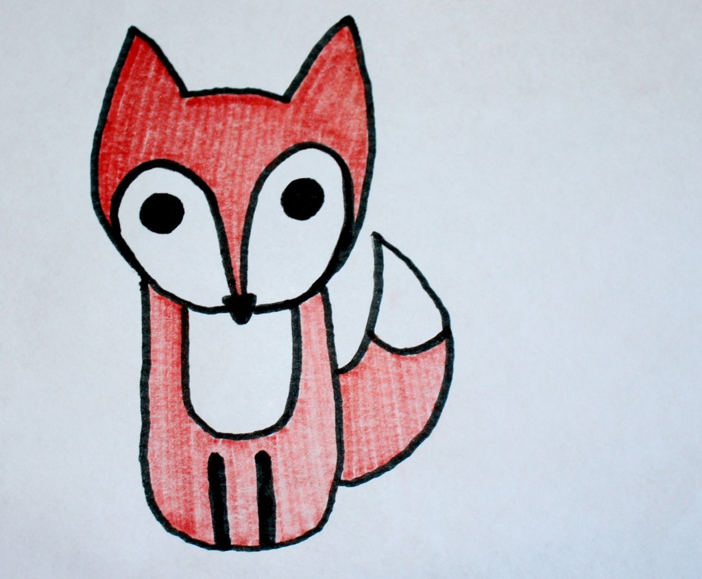 color in the fox with marker or pencil