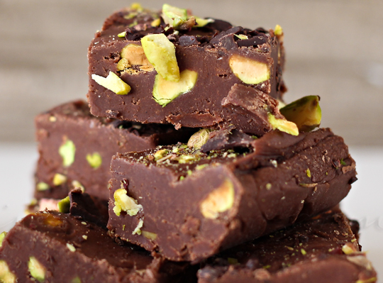 Dark Chocolate Pistachio Fudge