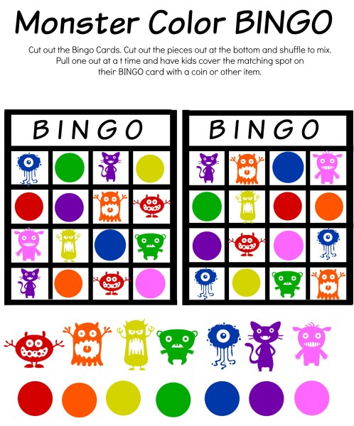 Monster Math, Color Match & Bingo Free Printable Worksheets - Jenny at ...