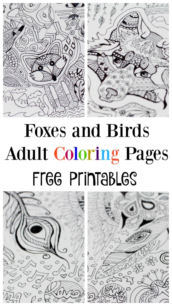 FOx and Bird free printable free adult coloring pages - jenny at dapperhouse