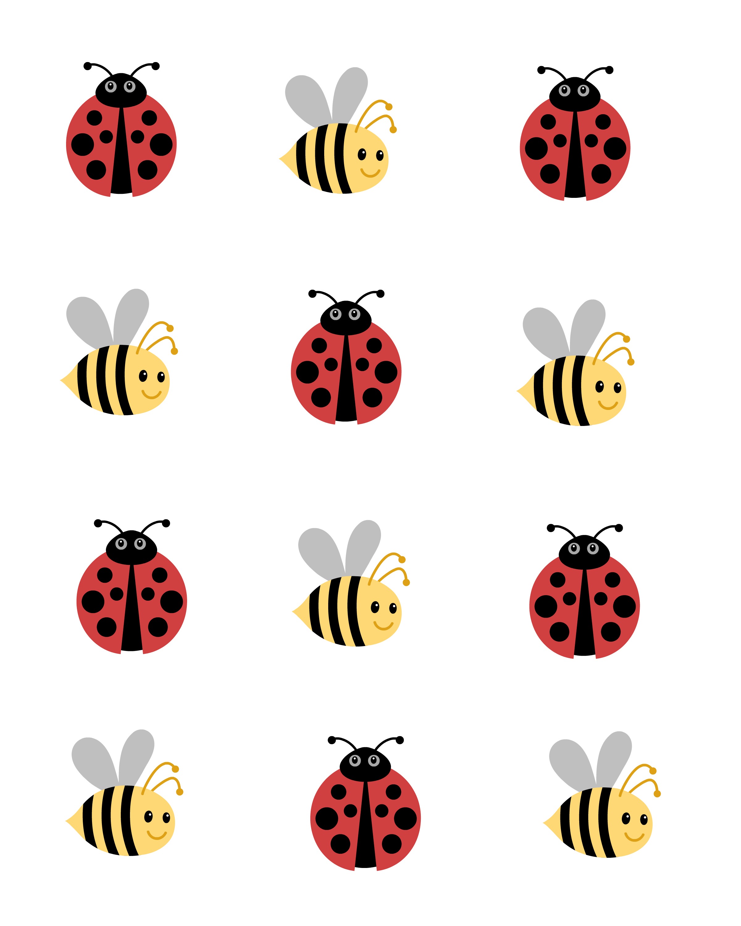 Free Printable Ladybugs and bees for tic tac toe - jenny at dapperhouse