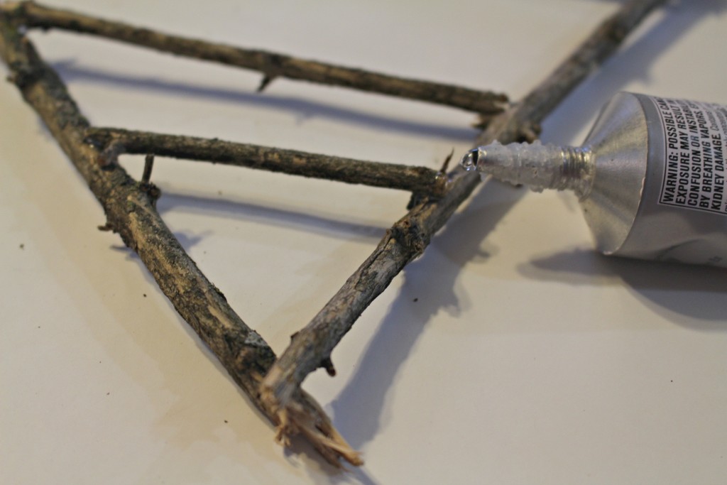 connect the edges by gluing sticks across