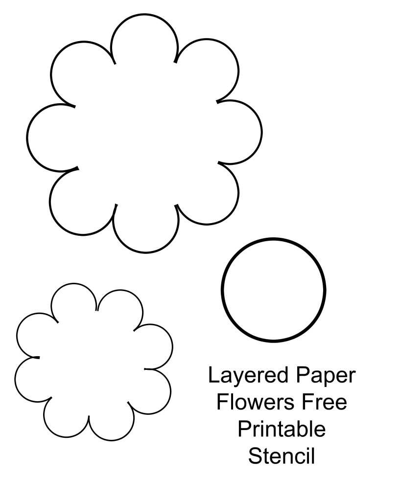 Layered paper flowers free printable stencil