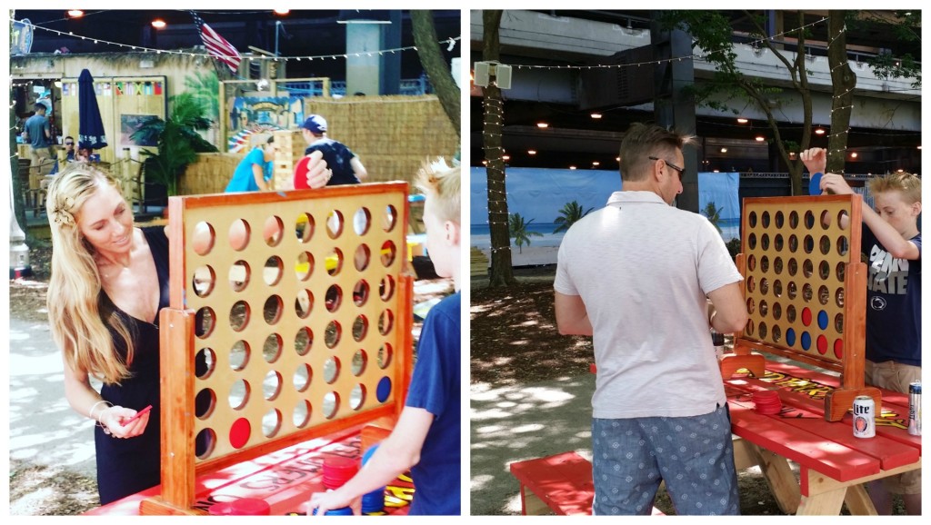 So much fun at the  Chicago riverwalk Tiki Bar Island Party Hut - jenny at dapperhouse - giant connect four