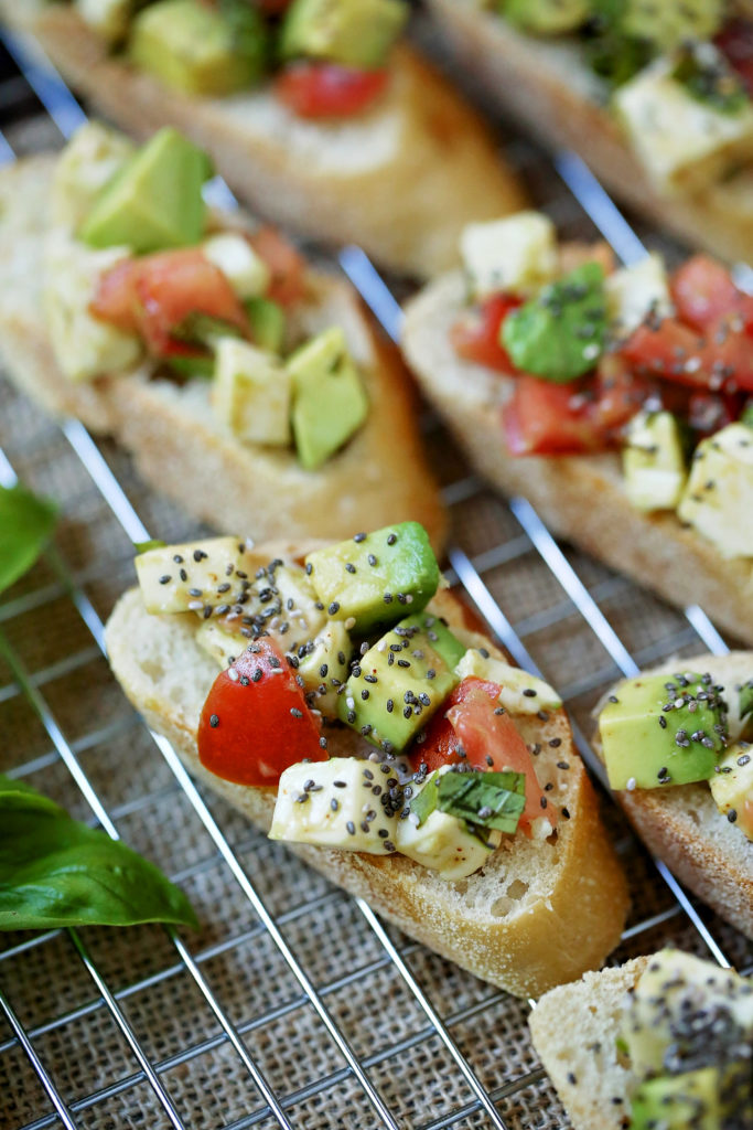 healthy bruschetta with avocado and chia seeds - jenny at dapperhouse blog 