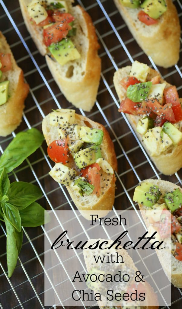 Fresh and Healthy Bruschetta recipe with chia seeds and avocado - jenny at dapperhouse blog