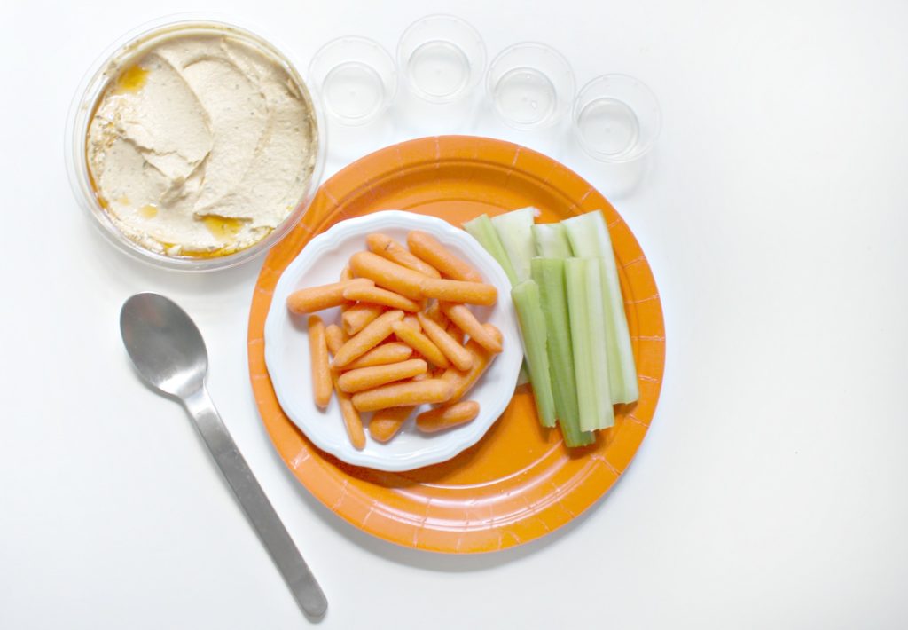 Ingredients to make fun hummus and veggie snack cups - jenny at dapperhouse blog