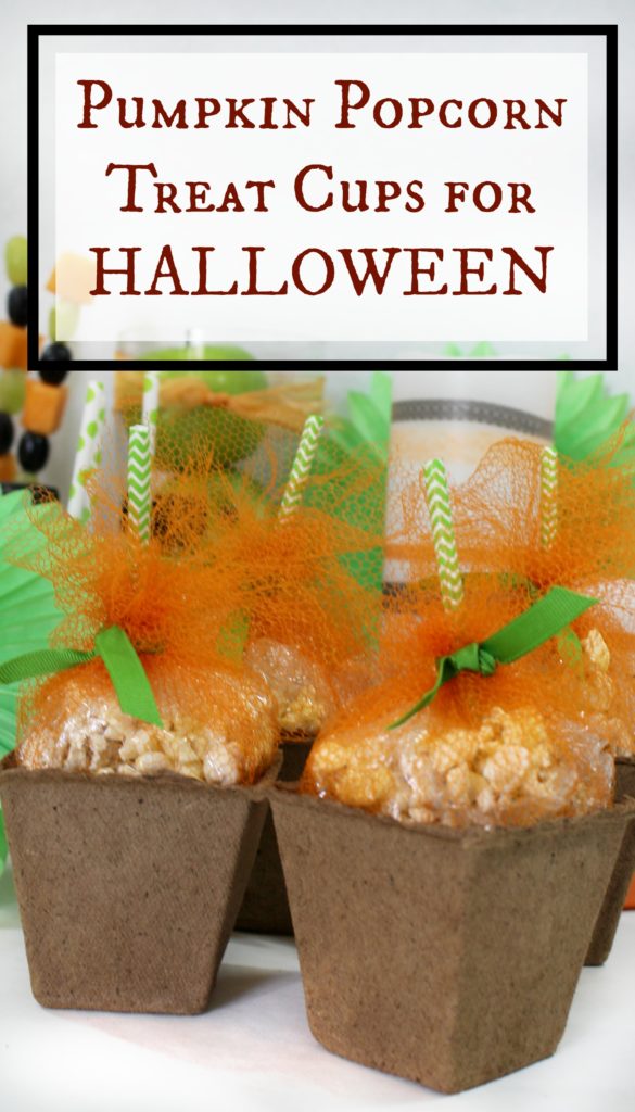pumpkin popcorn treat cups for your halloween party - jenny at dapperhouse
