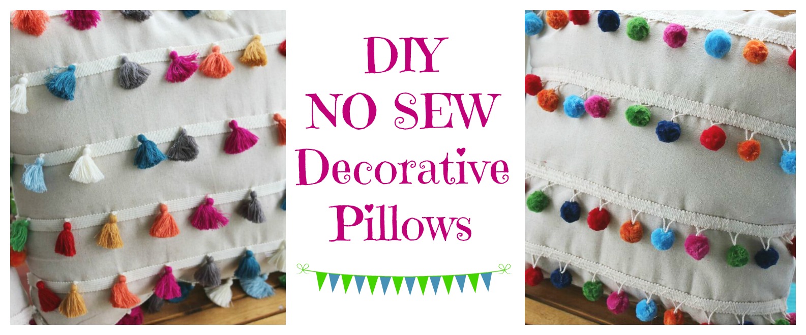 DIY - No Sew Tassel and Pom Pom Decorative Pillows - Jenny at dapperhouse