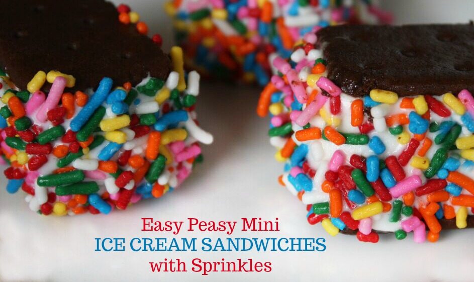 Easy Peasy Mini Ice Cream Sandwiches with Sprinkles (Kid’s Foodtivity)