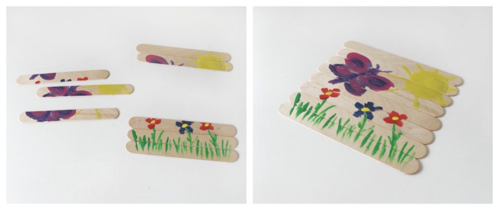 Easy and Inexpensive Spring Craft Stick Puzzle Kids Craft - Jenny