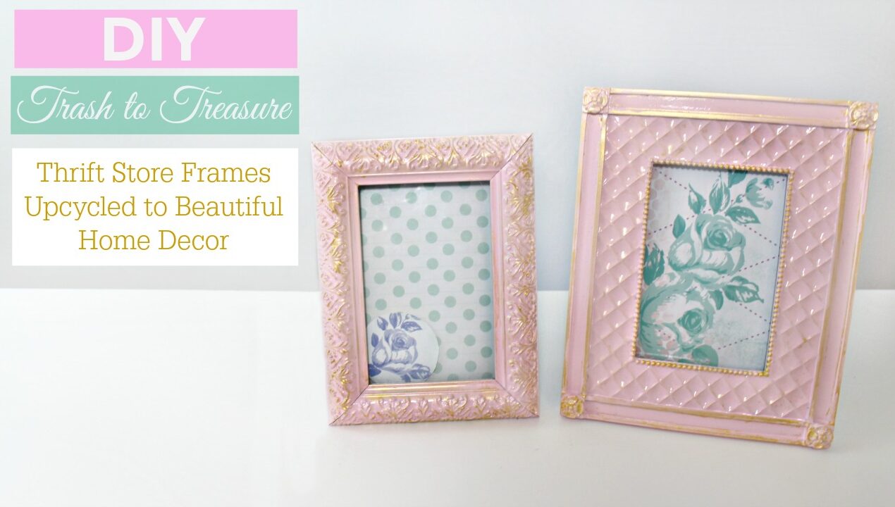 DIY Upcycled Thrift Store Frames to Beautiful Pink and Gold Home Decor