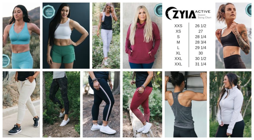 Zyia Active Peak Size Guide  High Performance Workout Clothes