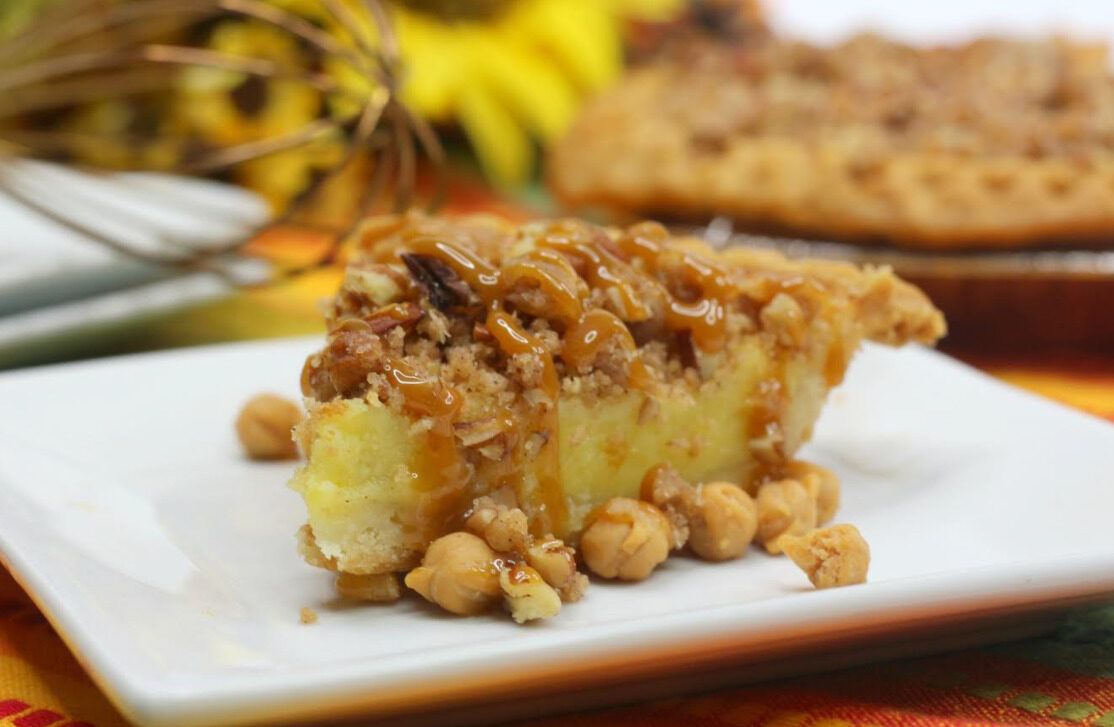 Buttermilk Pie with Salted Caramel Pecan Streusel