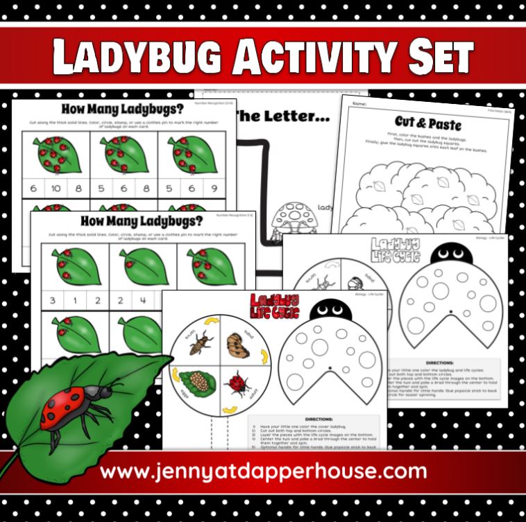 free printable ladybug themed themed worksheets for kindergarten 1st grade jenny at dapperhouse