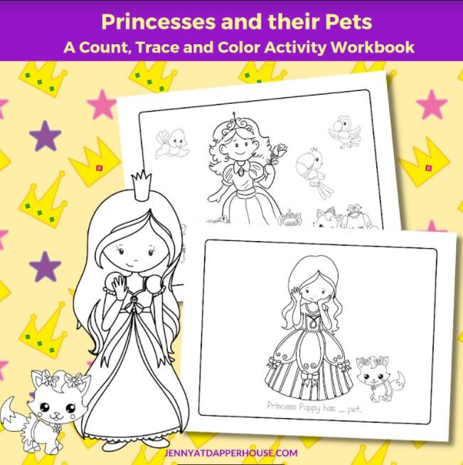 How Many Pets Does the Princess Have? – Free Printable Counting Pages