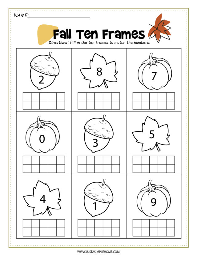 16 K - 1 Math Skills FREE Printable Activity Sheets for Fall - Jenny at ...