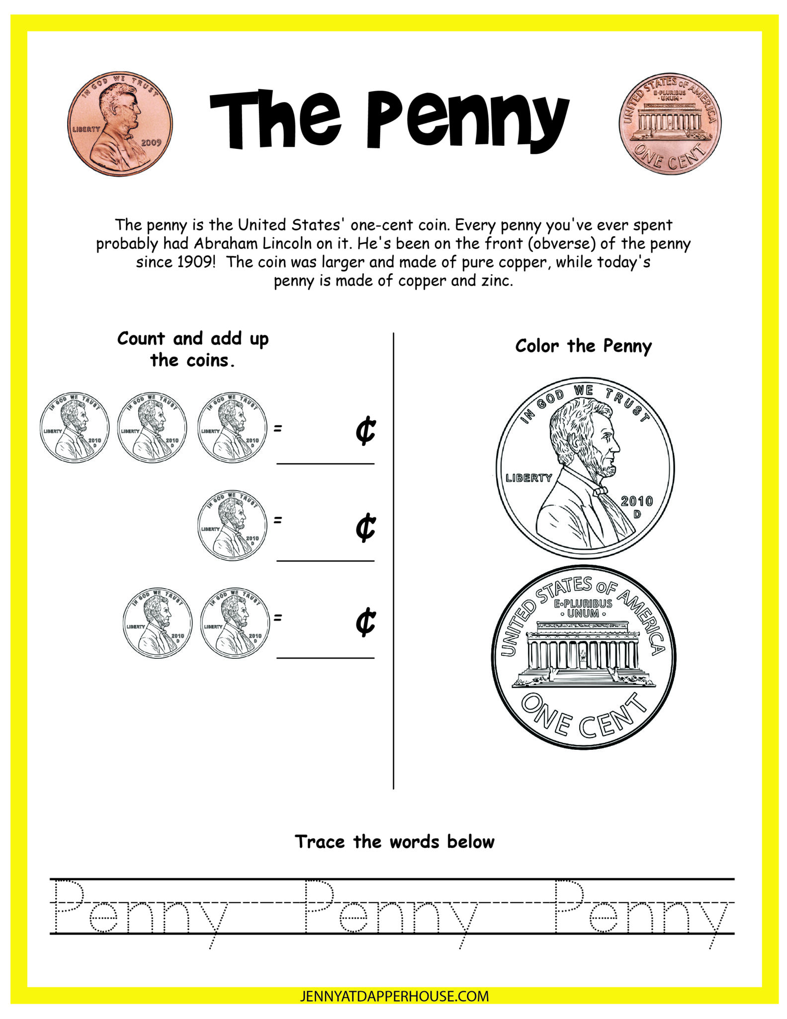 Practice Counting Coins Free Printable Worksheets - Jenny at dapperhouse