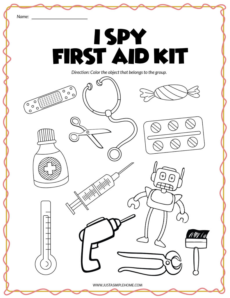 first aid kit coloring pages