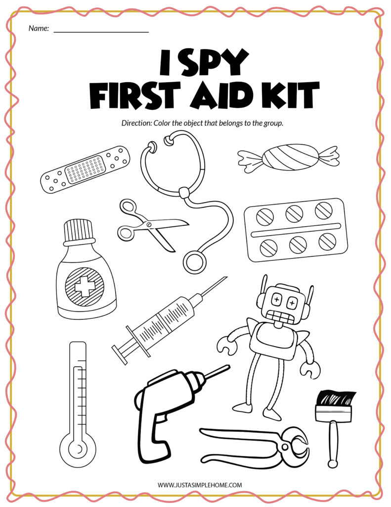 first aid kit coloring page