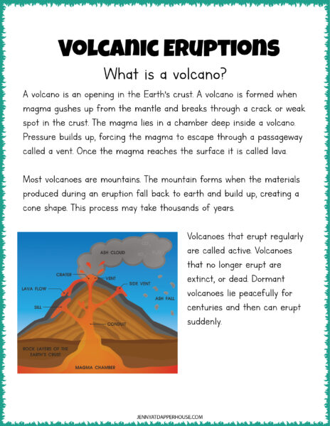 Free Printable Volcano Science Activity Pages - Jenny at dapperhouse