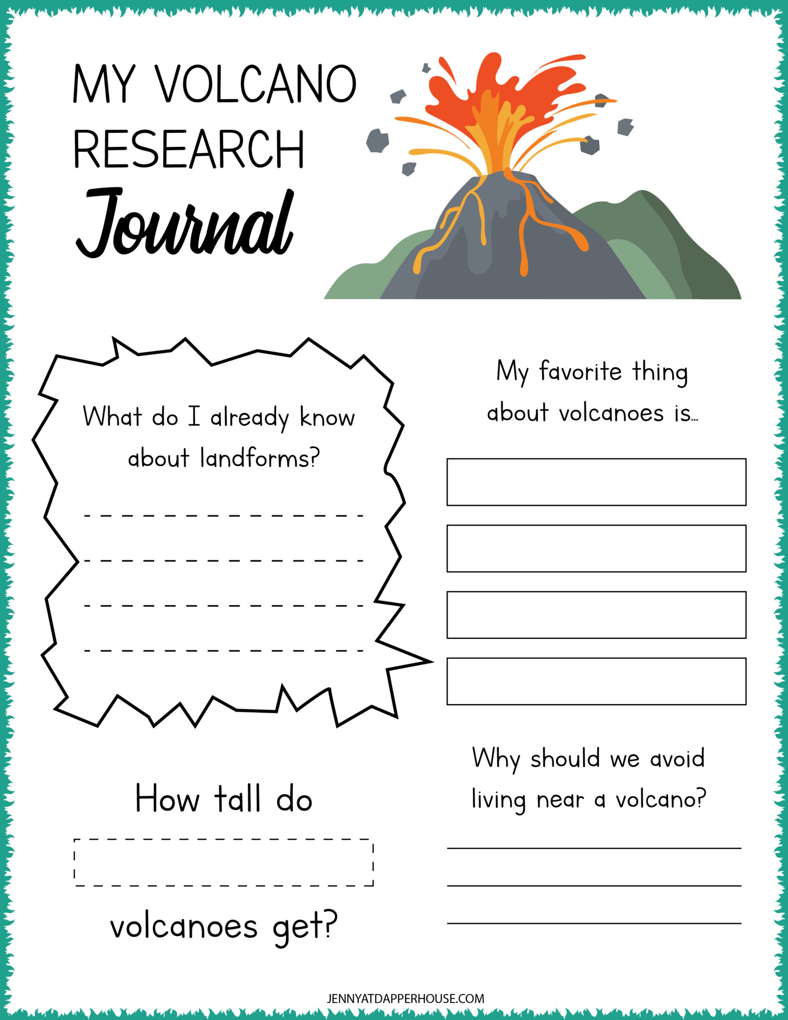 Free Printable Volcano Science Activity Pages - Jenny at dapperhouse