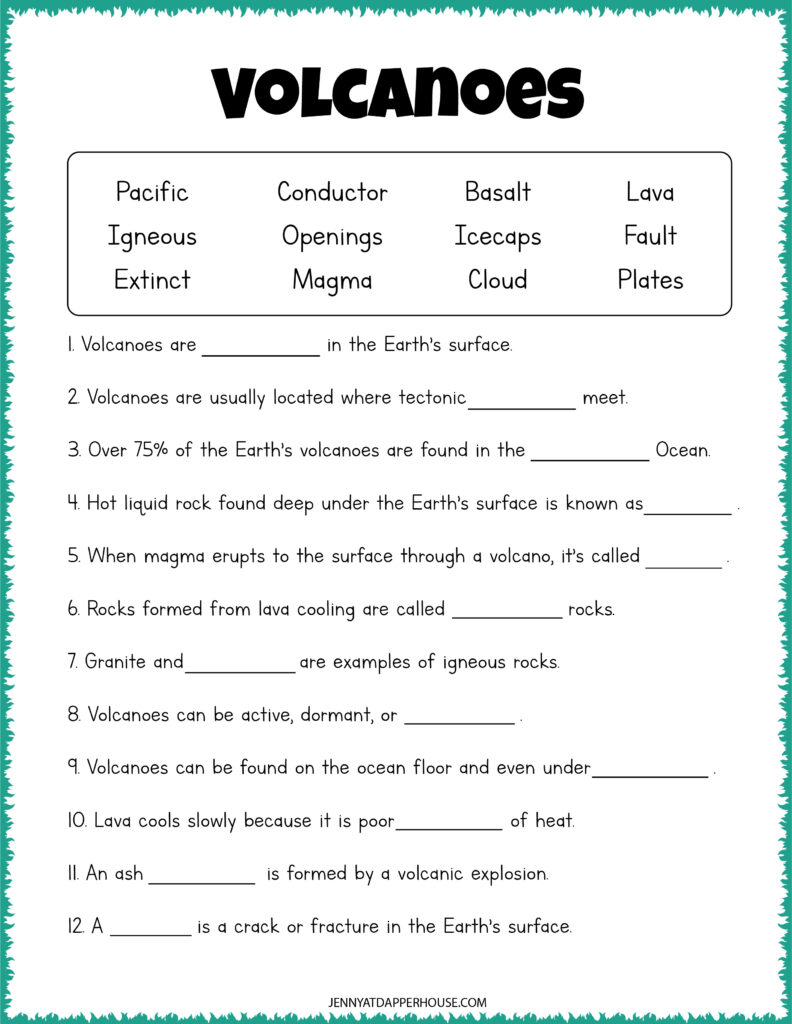 Free Printable Volcano Science Activity Pages - Jenny at dapperhouse