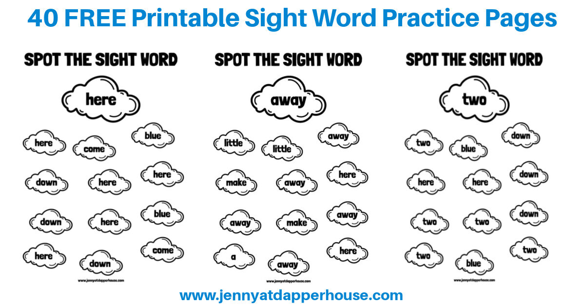 40 Free Printable Dolch Sight Word Practice Pages for PreK & Kindergarten
