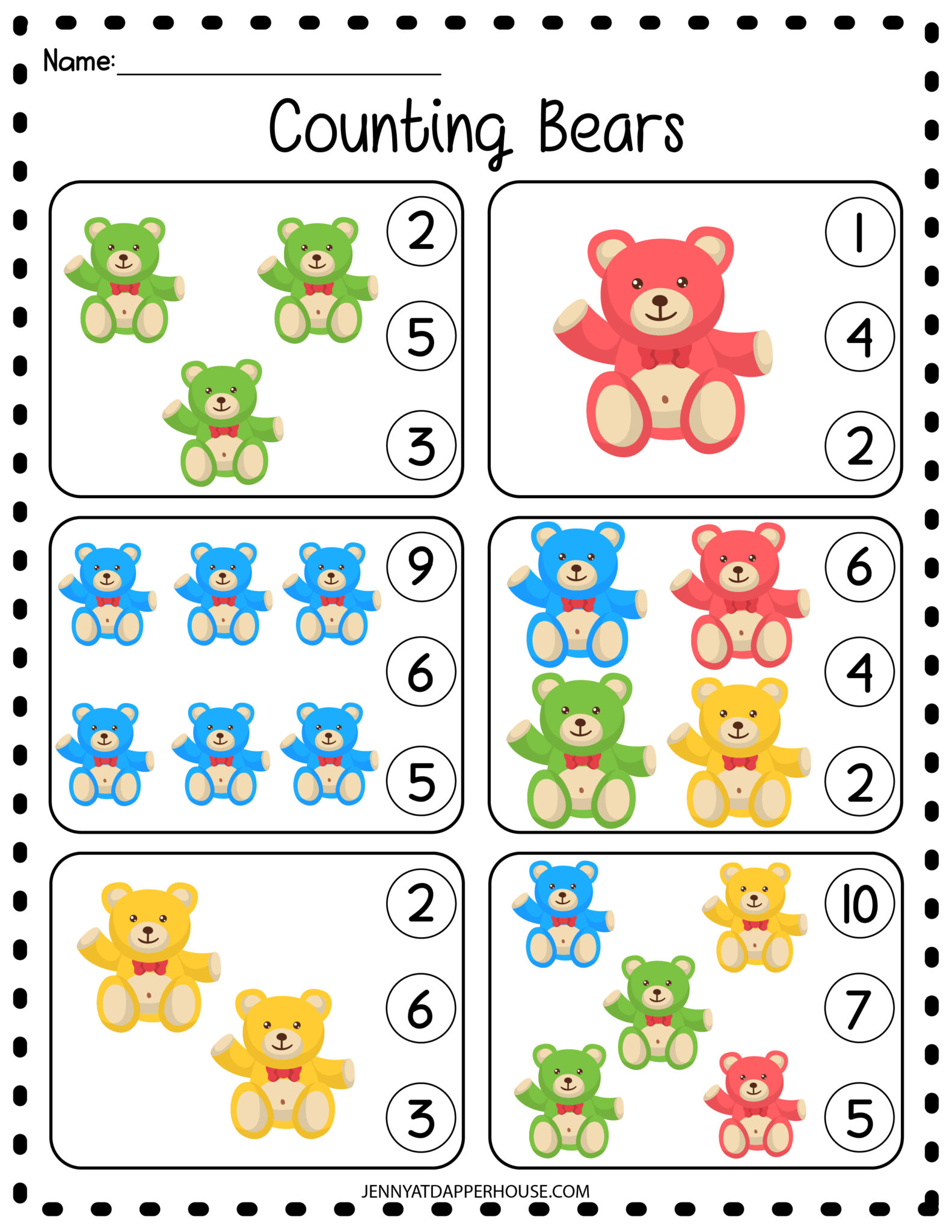 Teddy Bear Themed Math Packet Kindergarten Free Printable - Jenny at ...