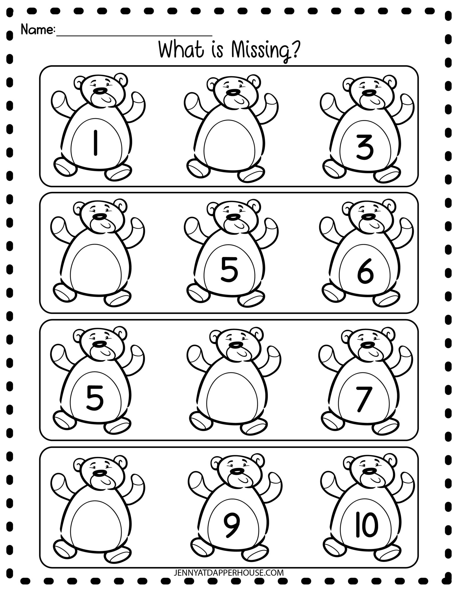 Teddy Bear Themed Math Packet Kindergarten Free Printable - Jenny at ...