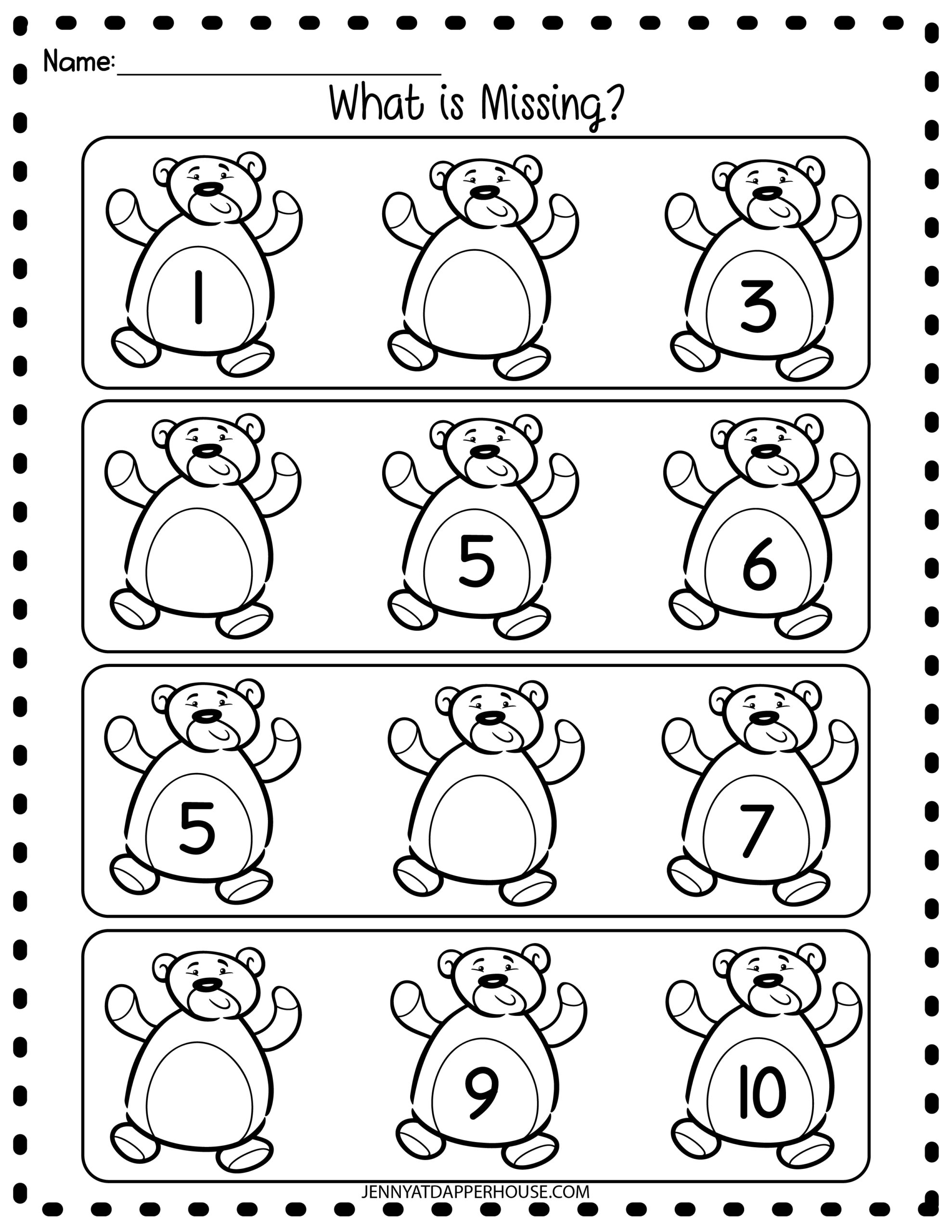 Teddy Bear Themed Math Packet Kindergarten Free Printable - Jenny at ...