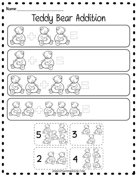 Teddy Bear Themed Math Packet Kindergarten Free Printable - Jenny at ...