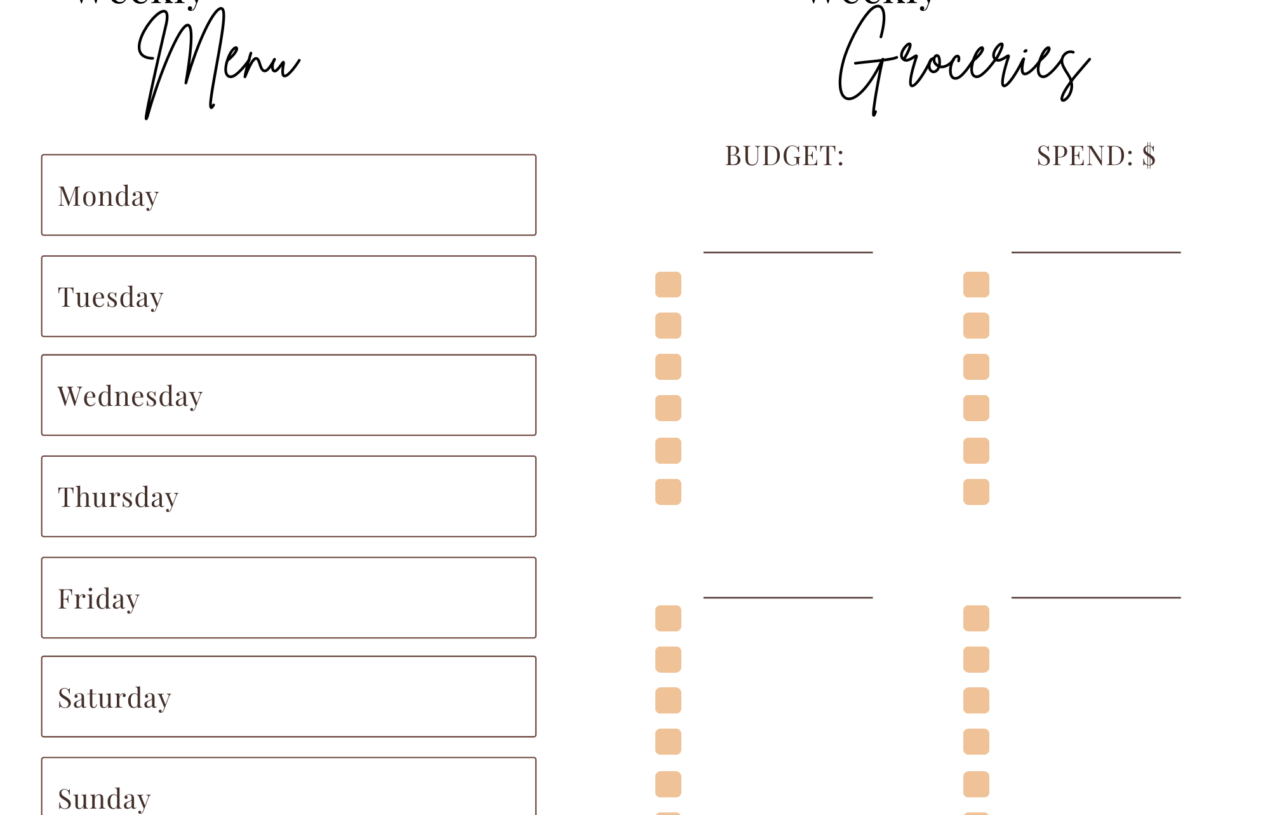 Free Printable Weekly Meal Planning Sheet